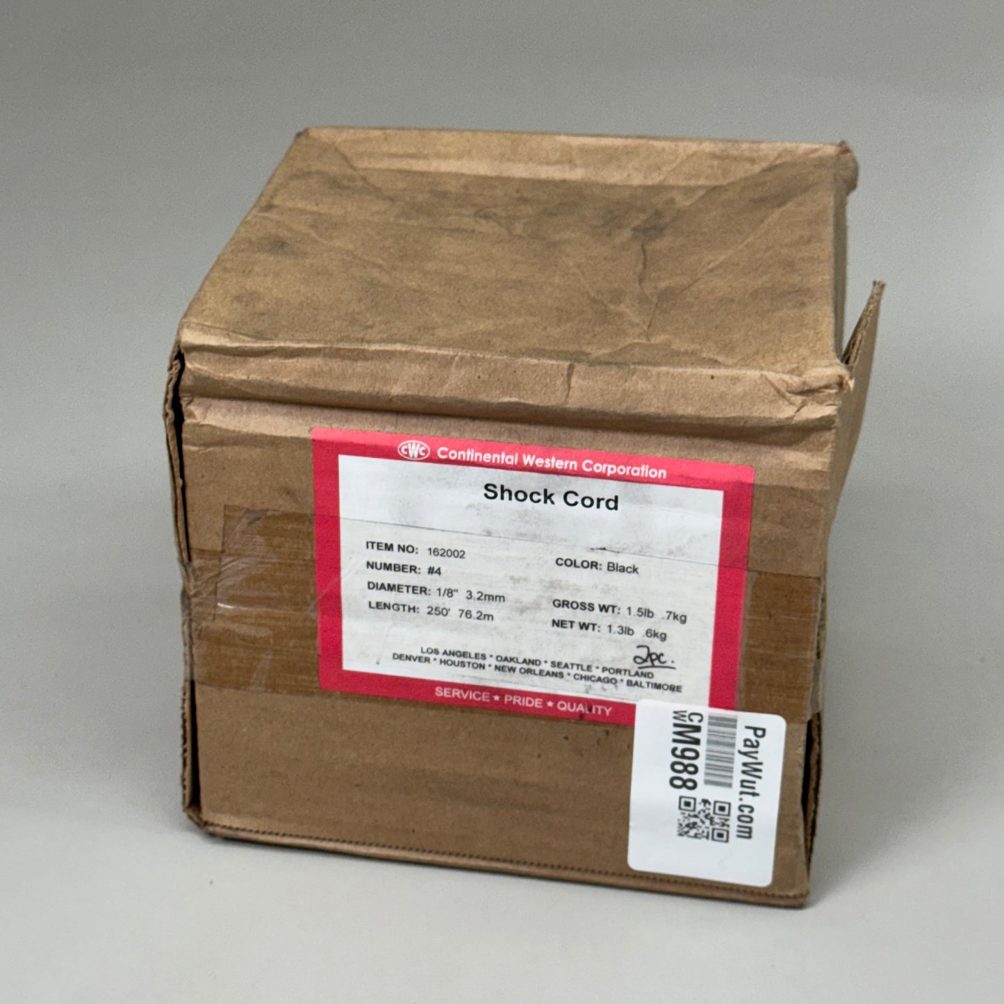 CWC (2 PACK) Rubber Shock Cord Filament Rubber - 1/8" x 250' Black 162002