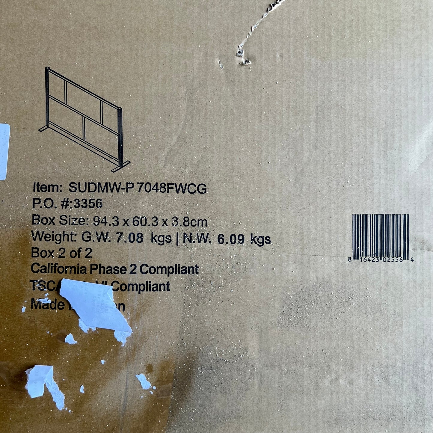 GLOBAL INDUSTRIAL (2 Boxes) Luxor Modular Room Divider Wall System 70 x 48 Grey 24596802