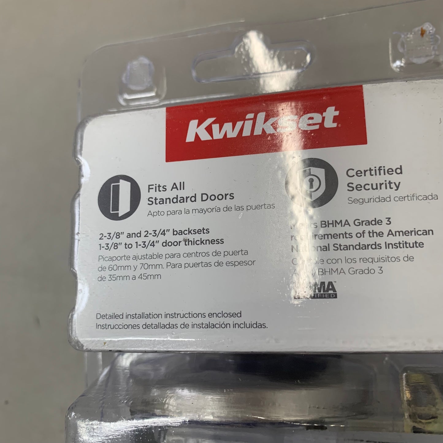 KWIKSET Closet Cove Passage Door Knob 2" Diameter Silver 92001-509