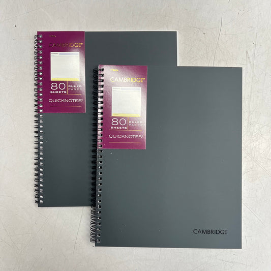 ZA@ MEAD (2 PACK, 80 SHEETS EACH) Wirebound Guided Quick Notes  11 x 8.5  Grey 06066