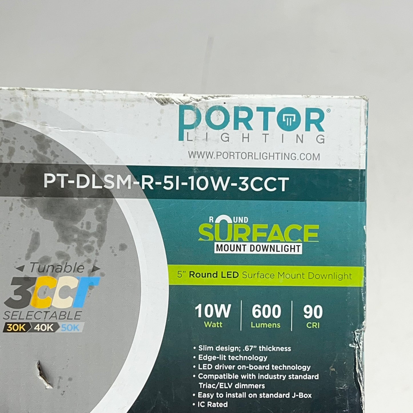 ZA@ PORTER LIGHTING  Round Led Surface Mount Downlight 5' Dia PT-DLSM-R-51-10W-3CCT