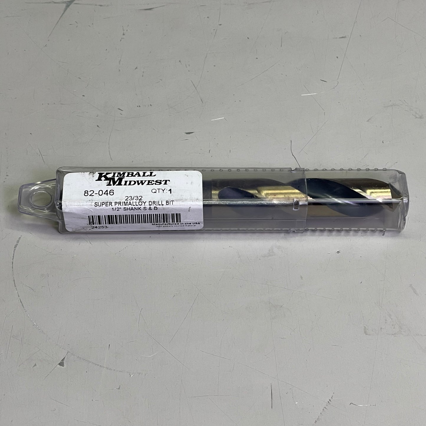 KIMBALL MIDWEST Super Primalloy Reduced Shank S&D Drill Bit 23/32"Dia x 6"L 82046