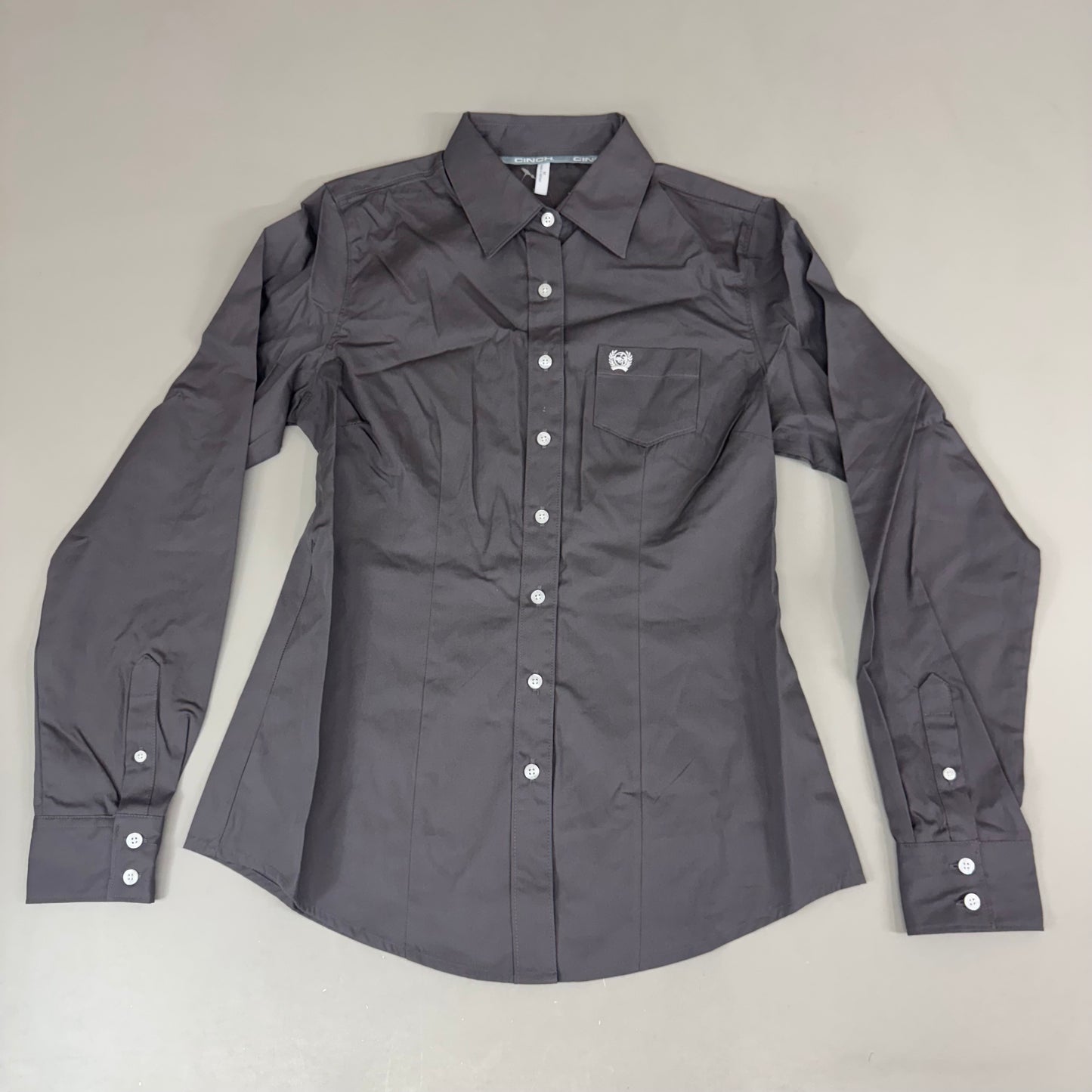 CINCH Long Sleeve & Shirt Tail Solid Button Down Top Women's SZ M Grey MSW9164029