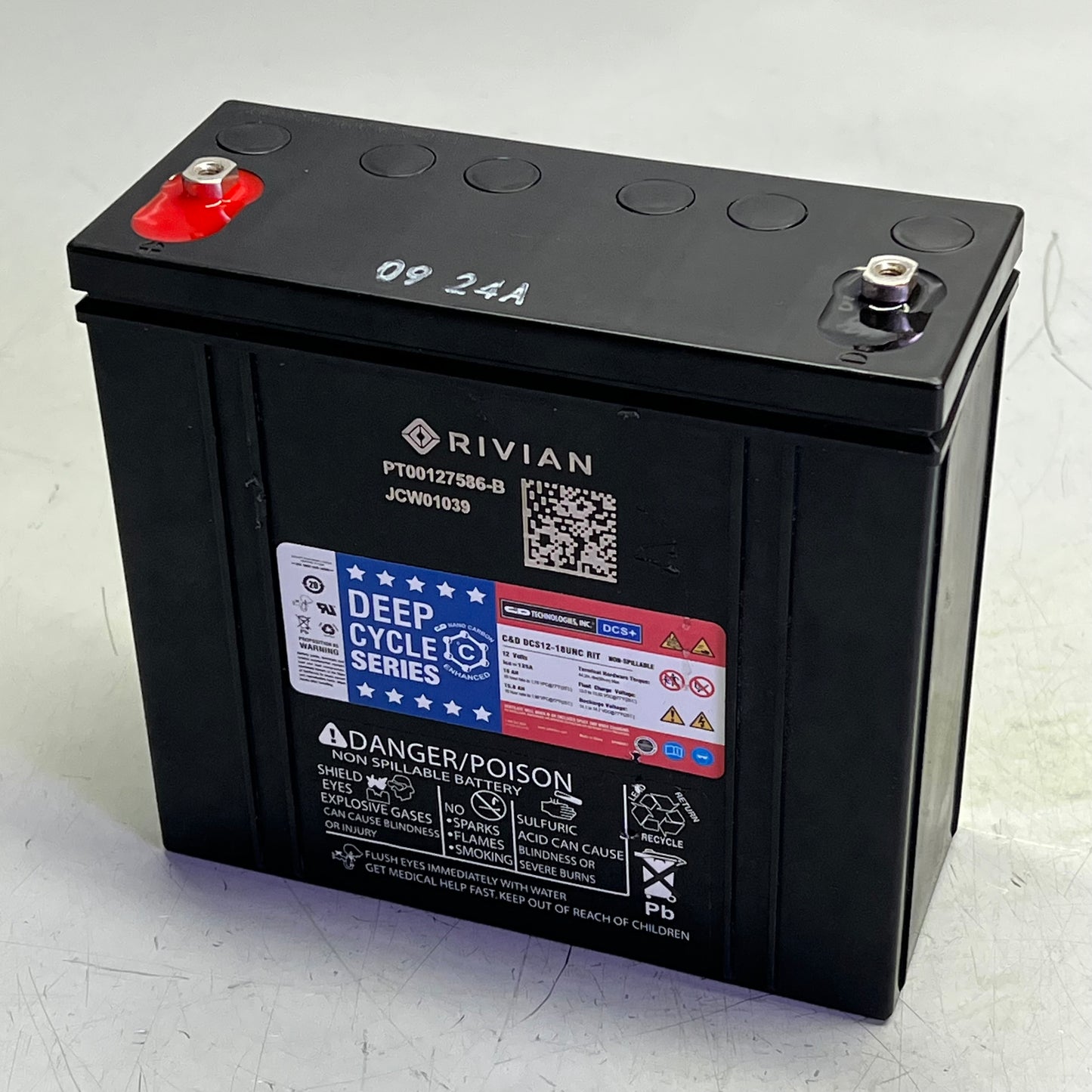 RIVIAN Deep Cycle Series Battery 2022-2023 12V 18 AH 15.8 AH Black PT00127586-B