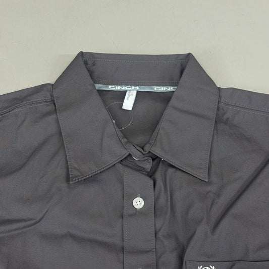 CINCH Long Sleeve & Shirt Tail Solid Button Down Top Women's SZ XL Grey MSW9164029