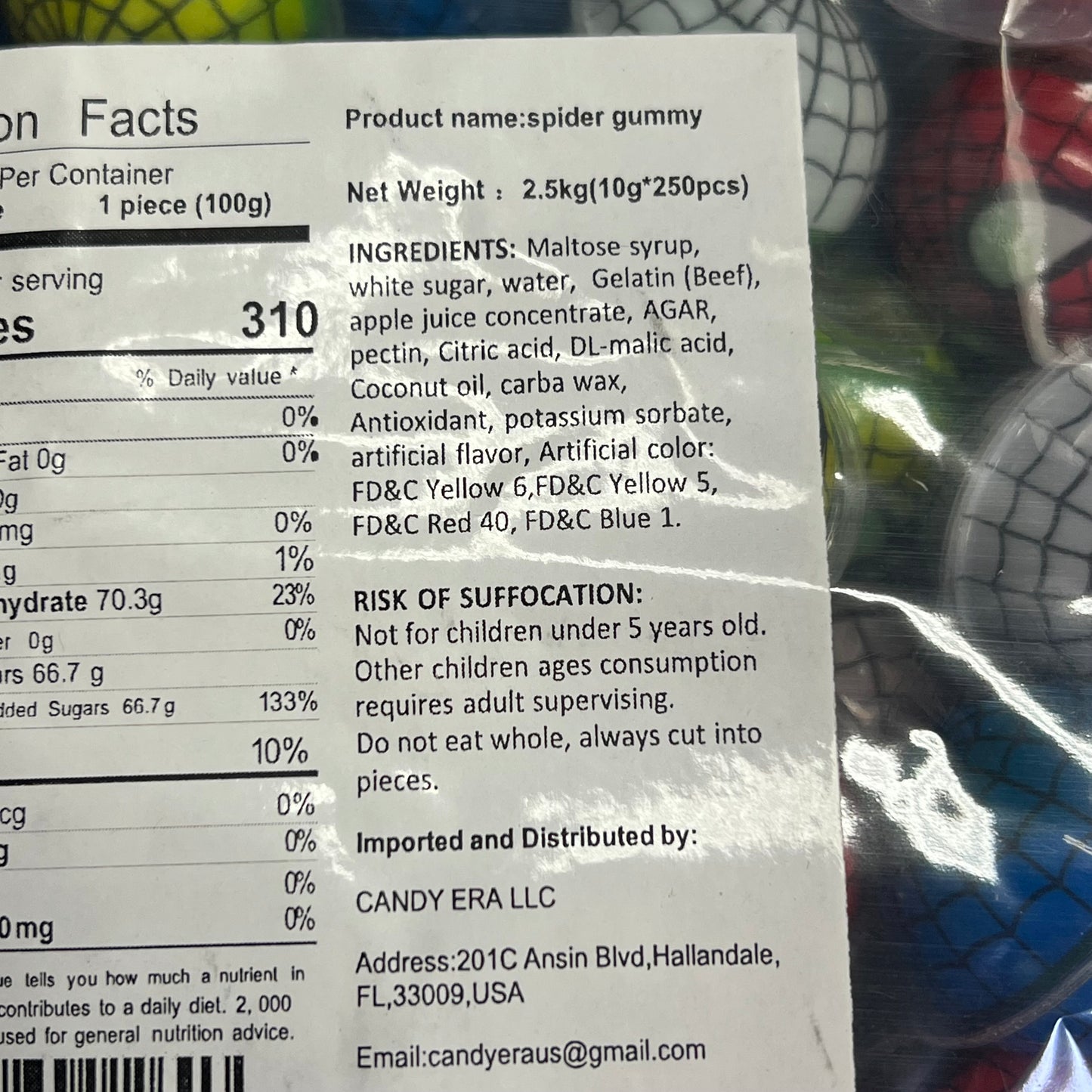 DEER DADA (5 LBS BAG) Individually Wrapped Spiderman Gummy Candy's BB 05/26