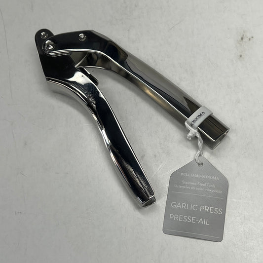 WILLIAM SONOMA  Durable Garlic Press Stainless Steel Innovative Design 6.5" L