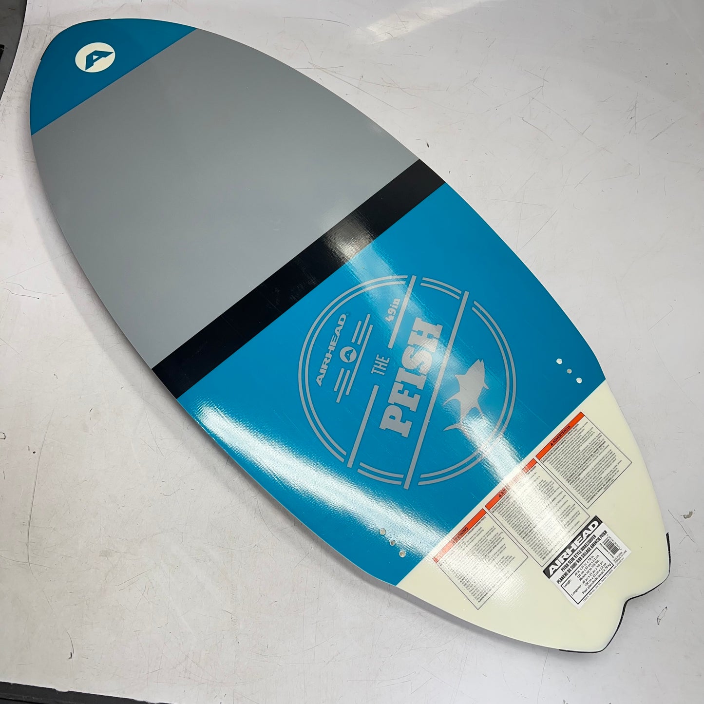 AIRHEAD Pfish Wakesurf Board Full Shape Fishtail Design 49" Blue/White AHWS-F02