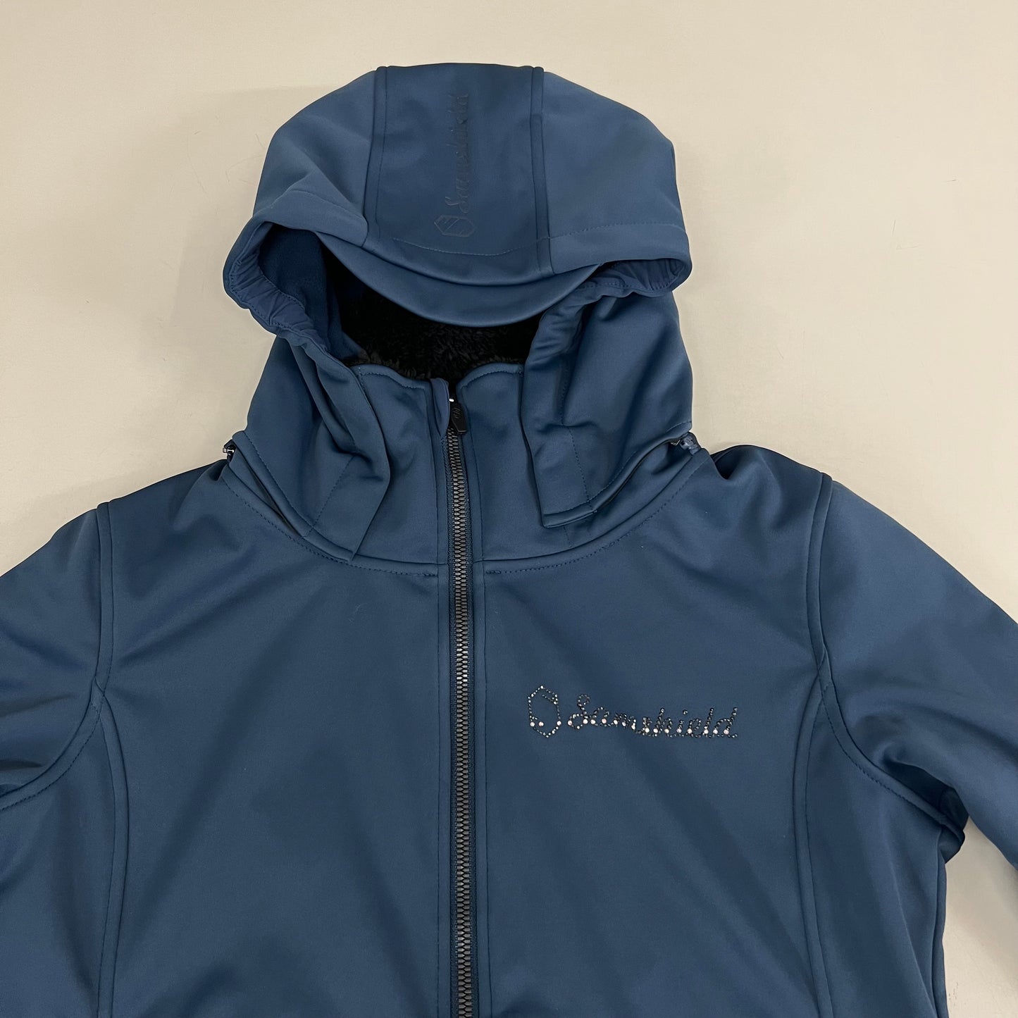 SAMSHIELD Rachel Equestrian Wool Lined Hooded Jacket Women's Sz S Celestial Blue