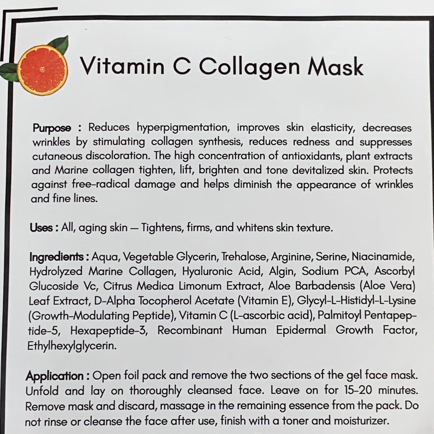 ZA@ MARTINNI (4 PACK) Vitamin C Collagen Mask for Hyperpigmentation BB 10/2024 E