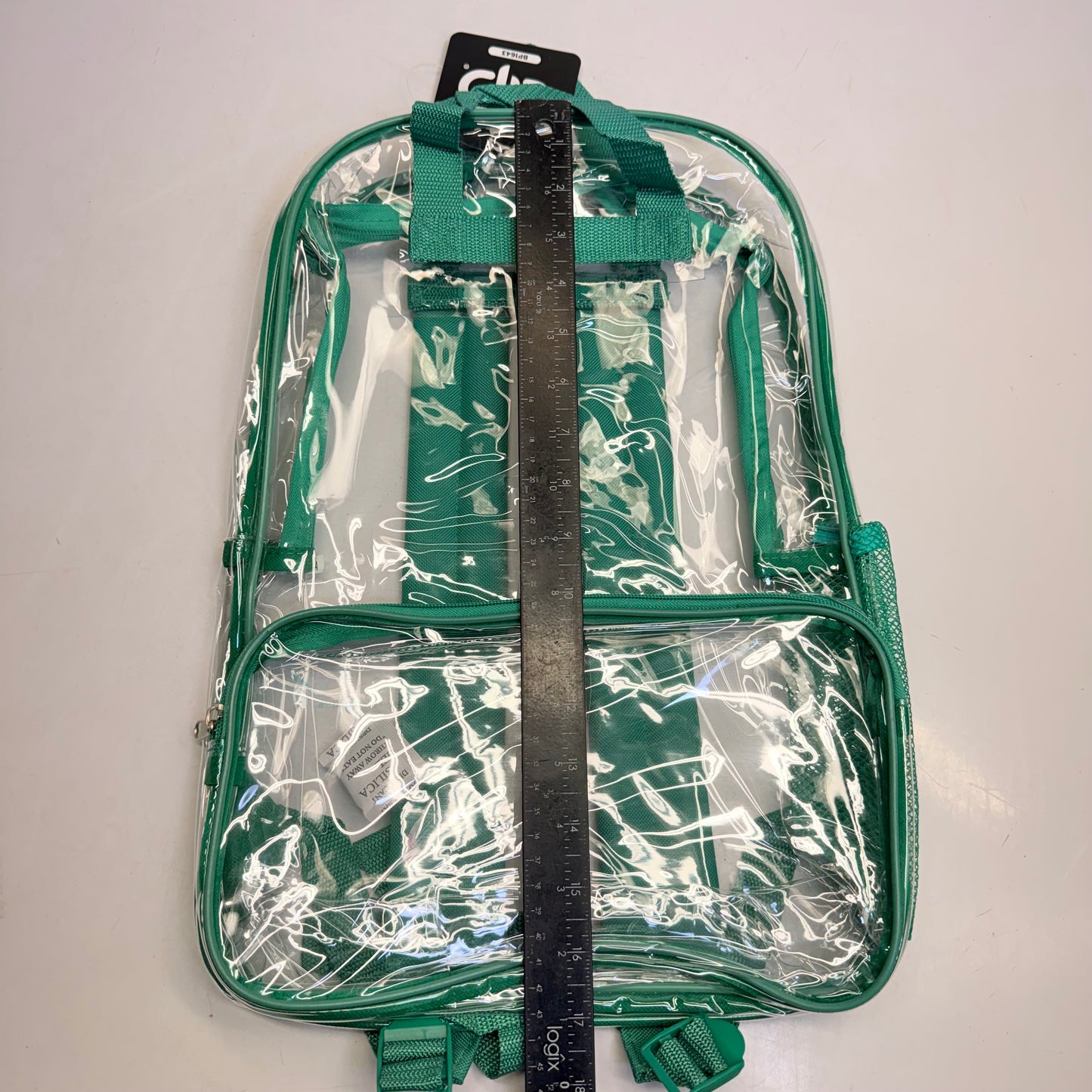 BWAP 17" Clear Plastic Backpack 17" x 12" x 6" Color Teal BP1643