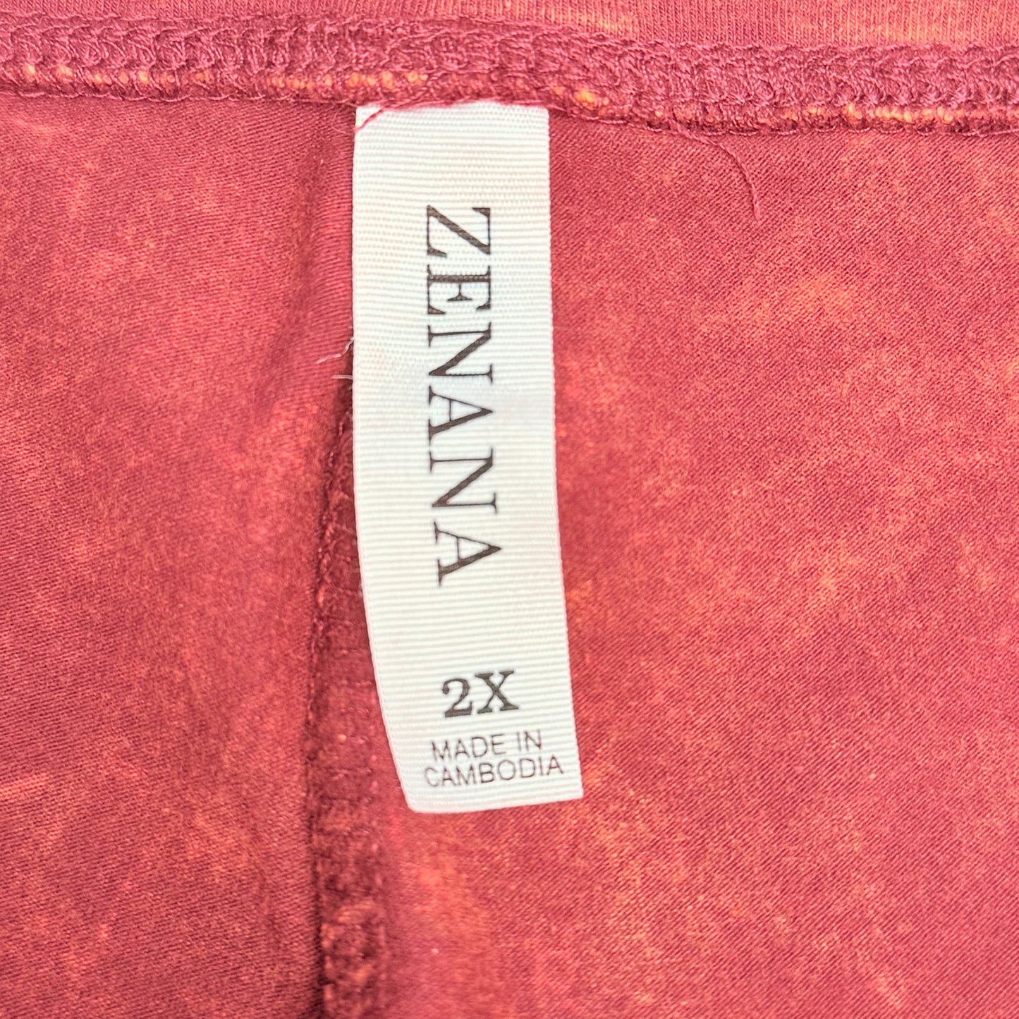 ZENANA Zenana Mineral Wash Wide Waistband Legging Size 2x Almond (New)