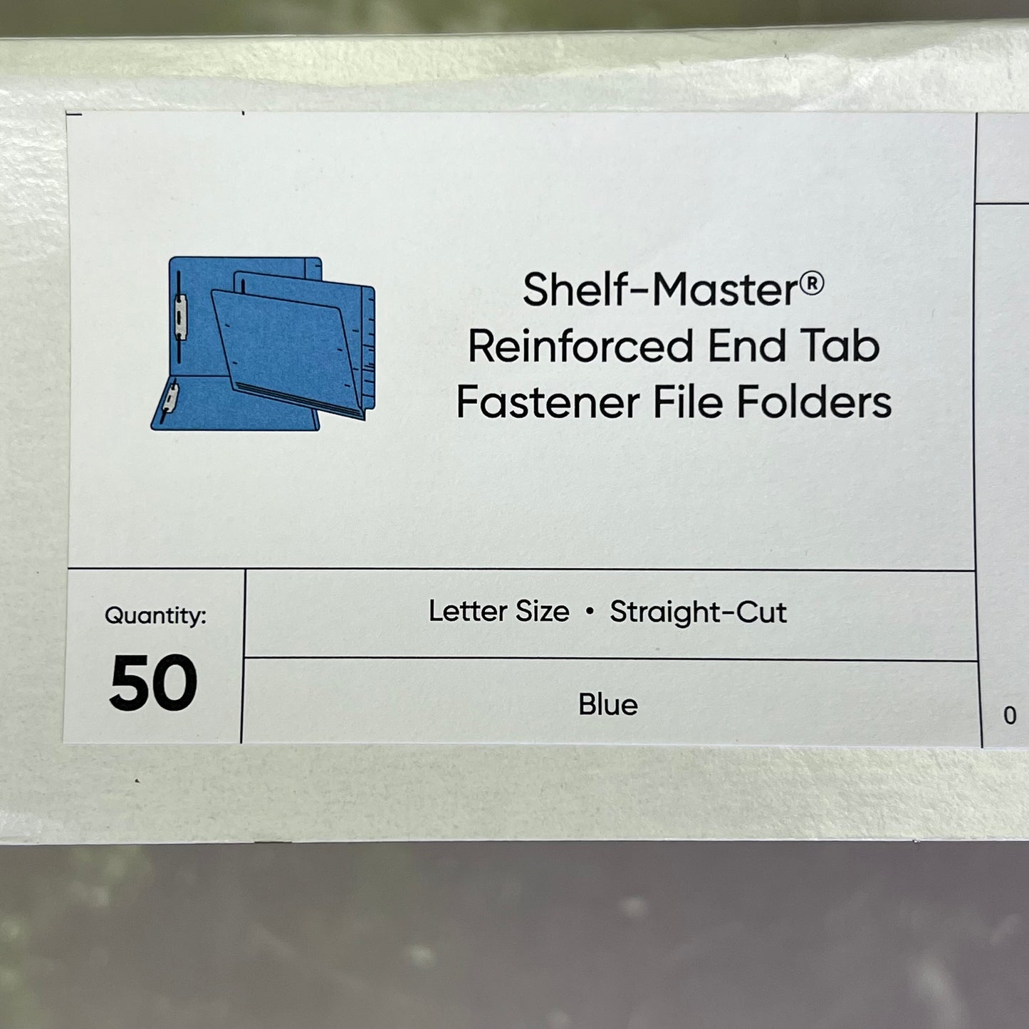 SMEAD (50 PACK) End-Tab Folders W/ Fasteners Straight Cut 2-Ply Blue 25040