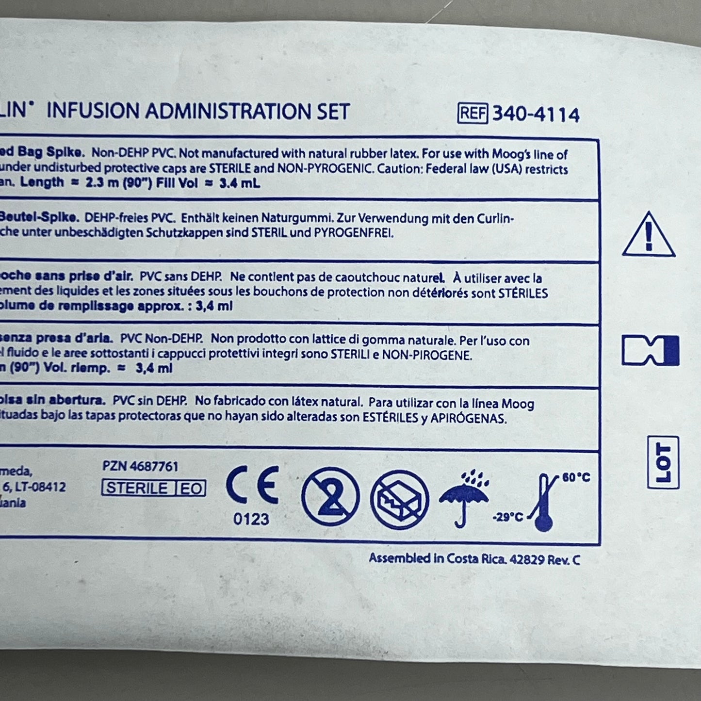 MOOG (20 PACK) Curlin Infusion Administration Set 90"Length BB 04/29 340-4114