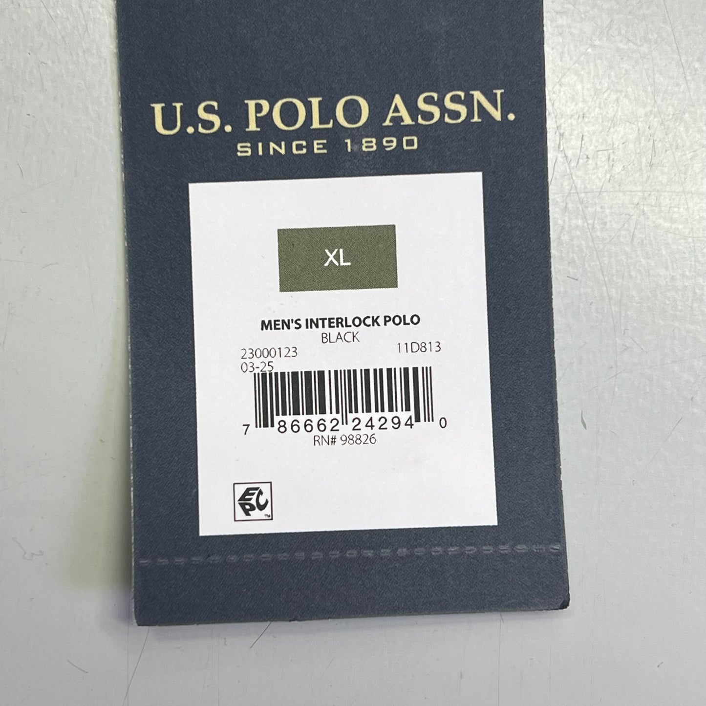 U.S. POLO Interlock Polo Shirt W/ Embroidered Logo Men's Sz XL Black 23000123