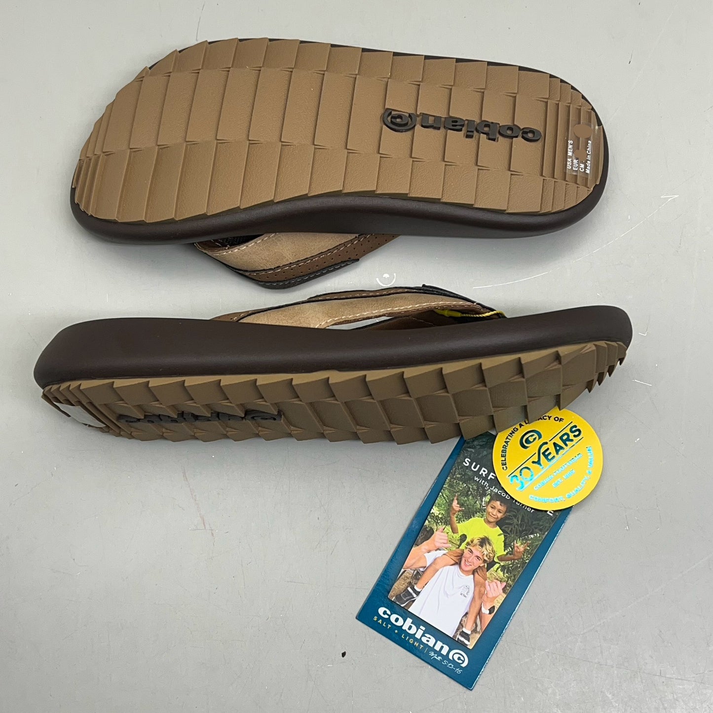 COBIAN Compass Synthetic Leather Strap Sandals Men's Sz 12, EU 45 Chocolate COM25-201-12