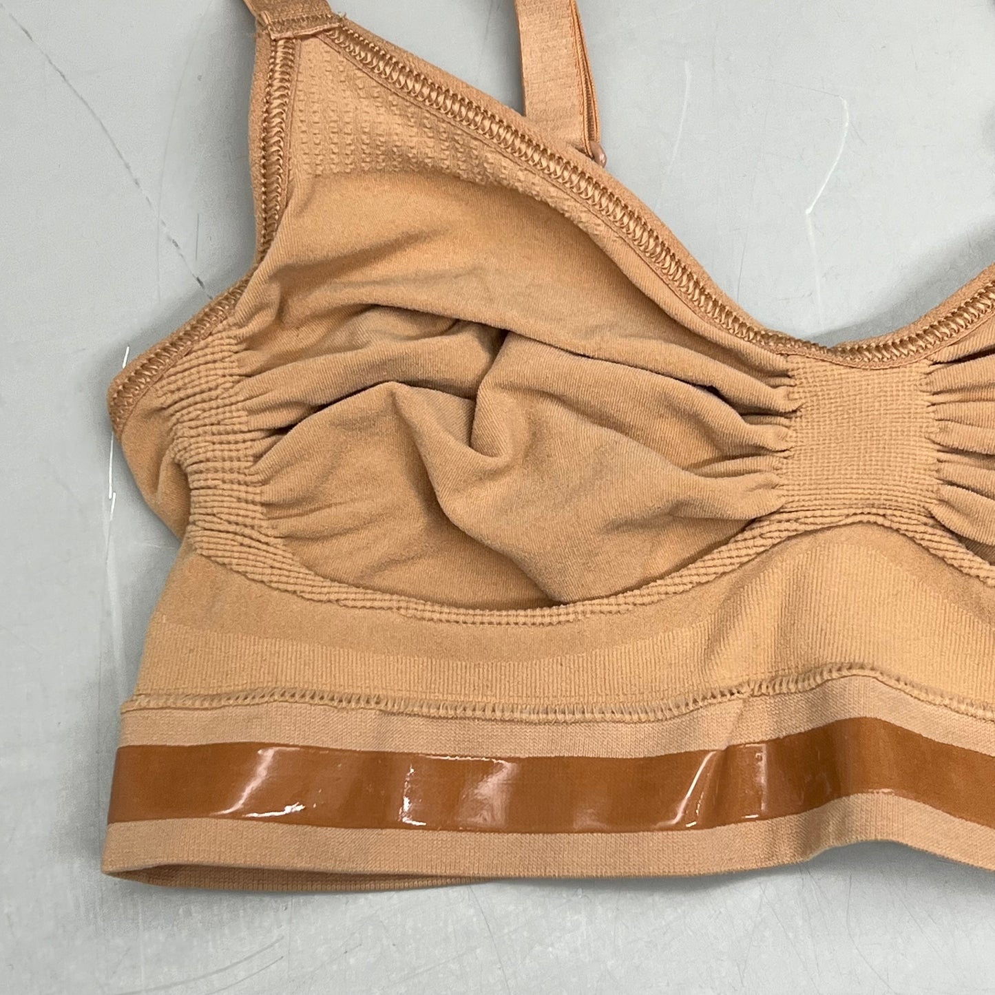 SKIMS Strong Support Seamless Bralette Pique Stitching Women's Sz S Bronze