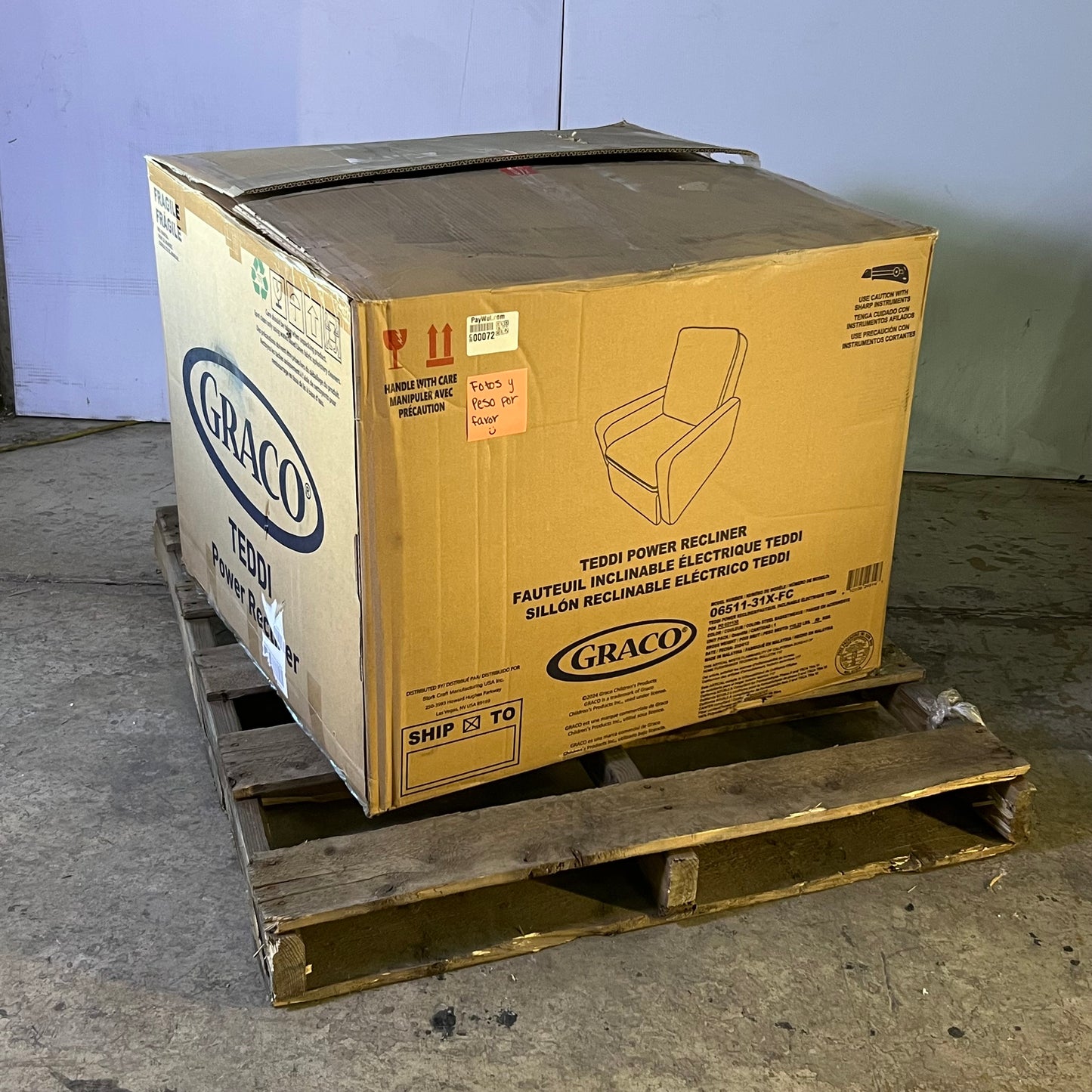 GRACO Teddi Charging Power Recliner Swivel Glider Steel Basketweave 06511-31X-FC