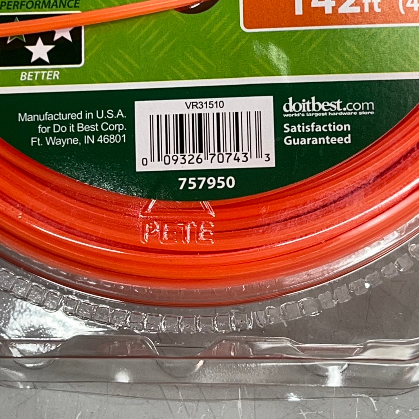 ZA@ BEST GARDEN (2 PACK) Trim Line 7-Point Star Shape .095"142' Bright Orange 757950