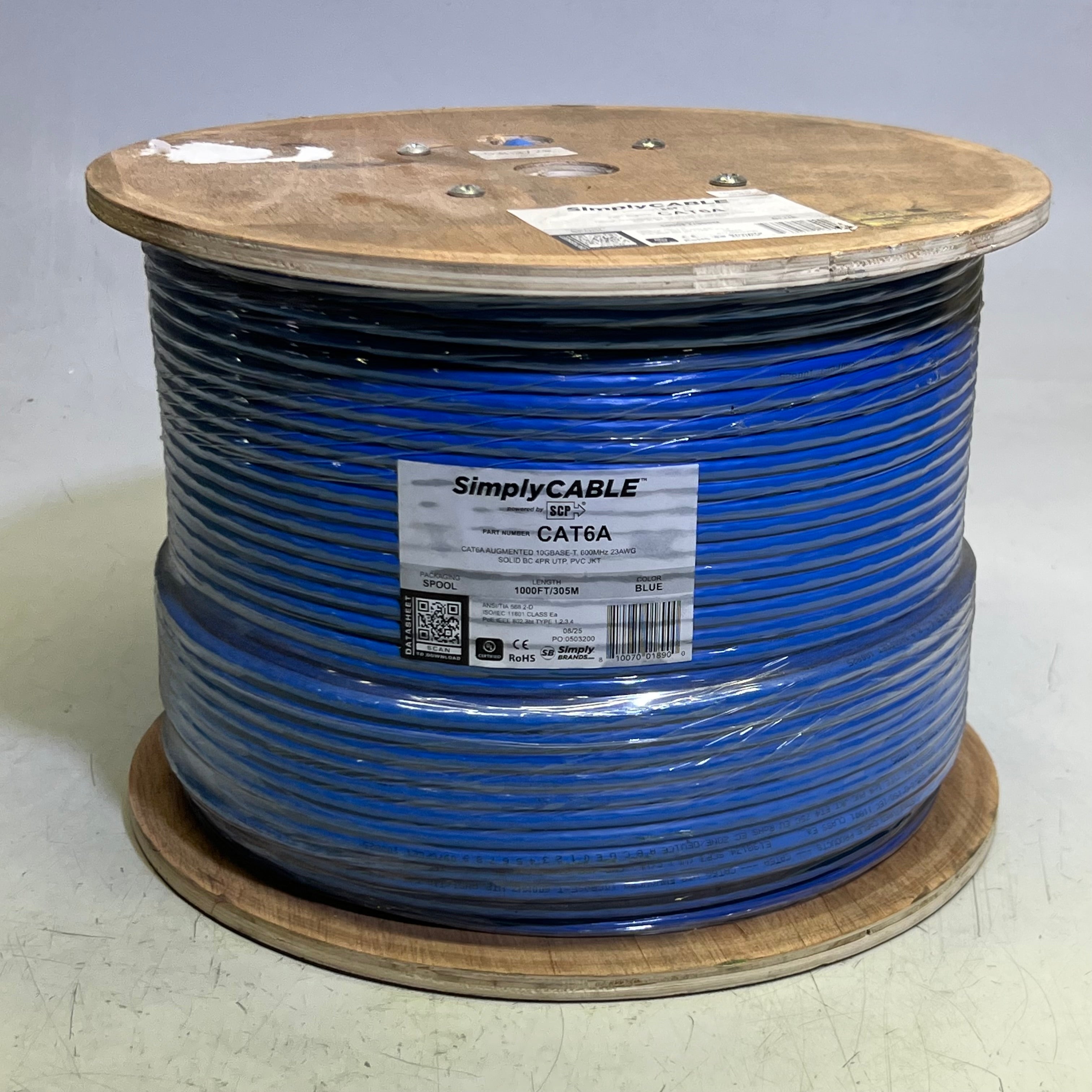 SIMPLY CABLE 1000 ft. Ethernet Cable, Blue CAT6A – PayWut