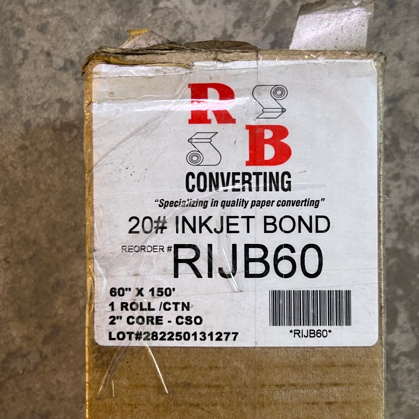 RB 20# Inkjet Bond 60"W x 150"L White RIJB60