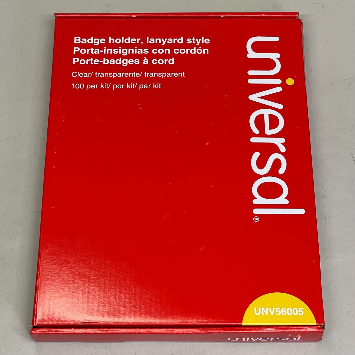 UNIVERSAL (100 PACK) Lanyard Style Badge Holders 3"x4" Cards Clear UNV56005