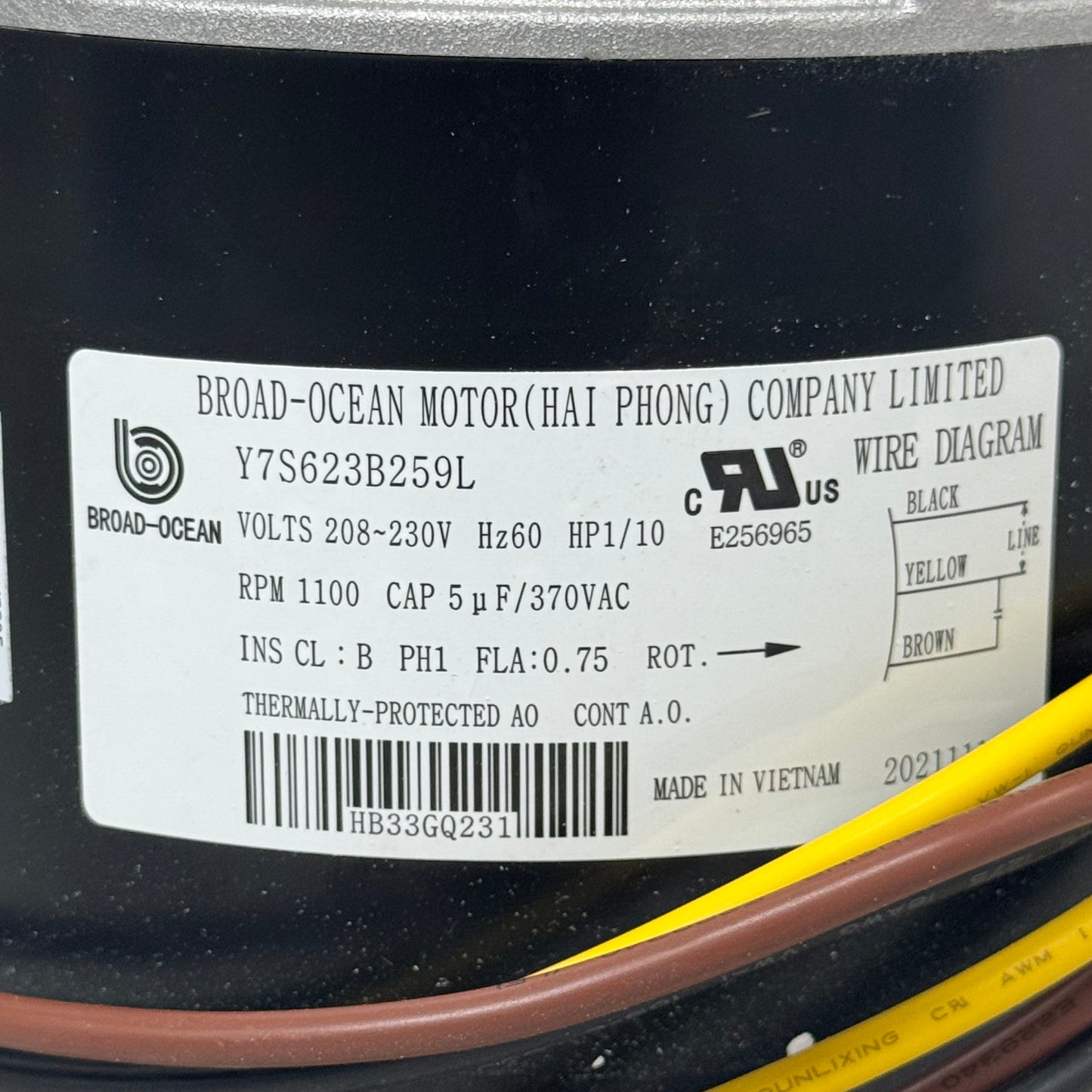ICP BROAD OCEAN Fan Motor 12lbs 1191327