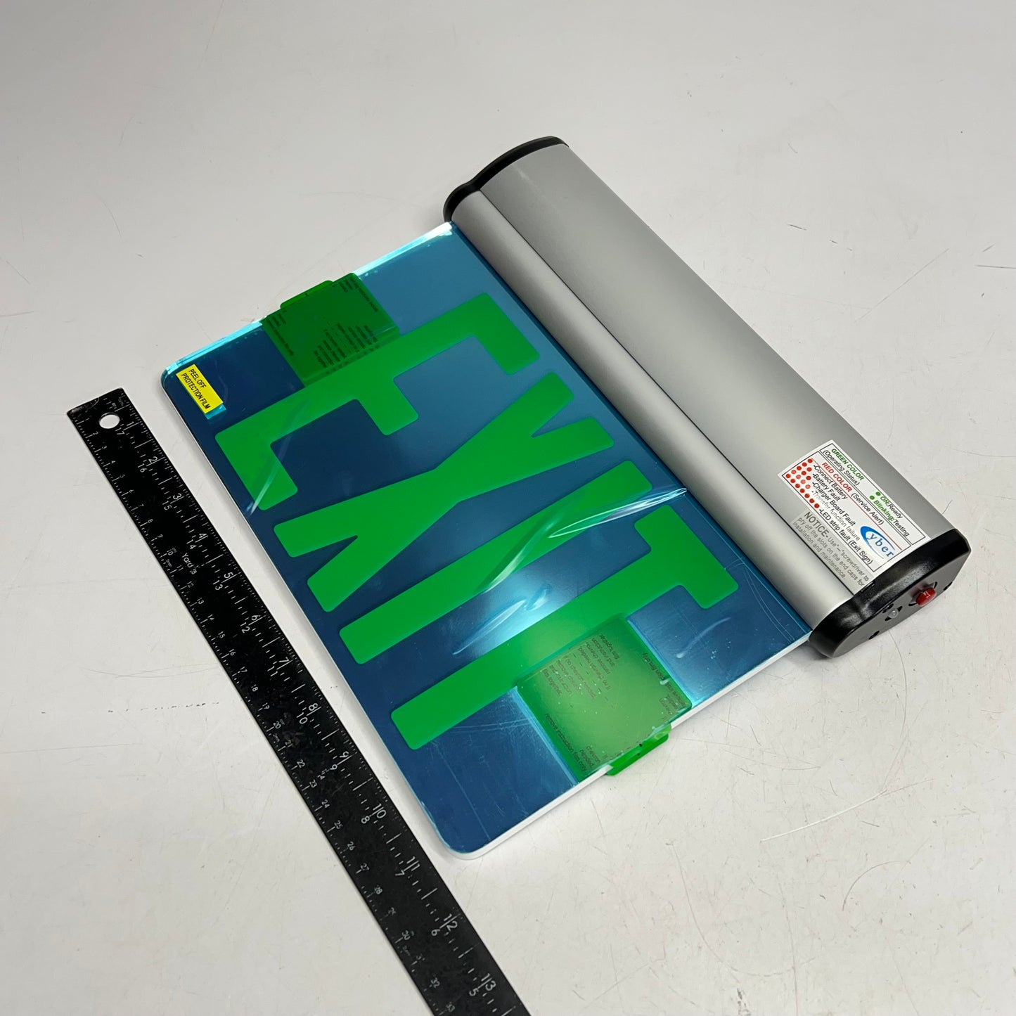 Edge-lit Acrylic Exit Sign & Mounting Hardware 9 5/8x12 x 2" Green/Mirror H-8562