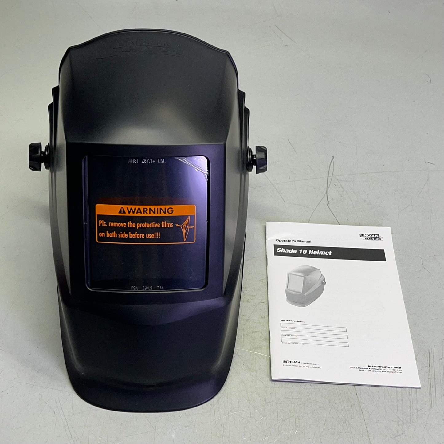 LINCOLN ELECTRIC Fixed Shade Passive Welding Helmet 10 Shade  Black K2800-1