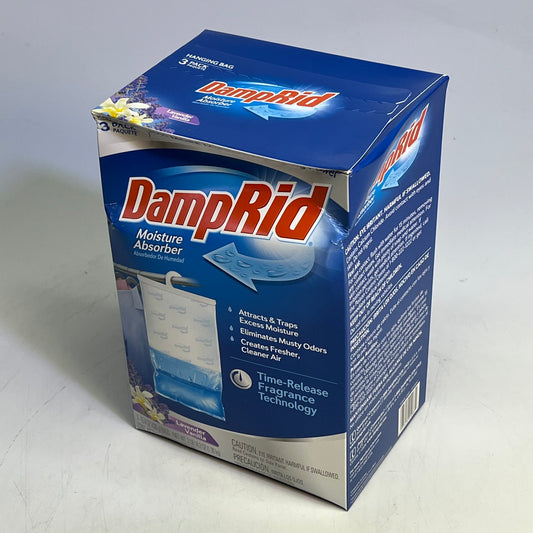 ZA@ DAMPRID (2 BOXES, 3 BAGS EACH) Moisture Absorber Lavender Vanilla Scent 15.4 oz White S3480C A