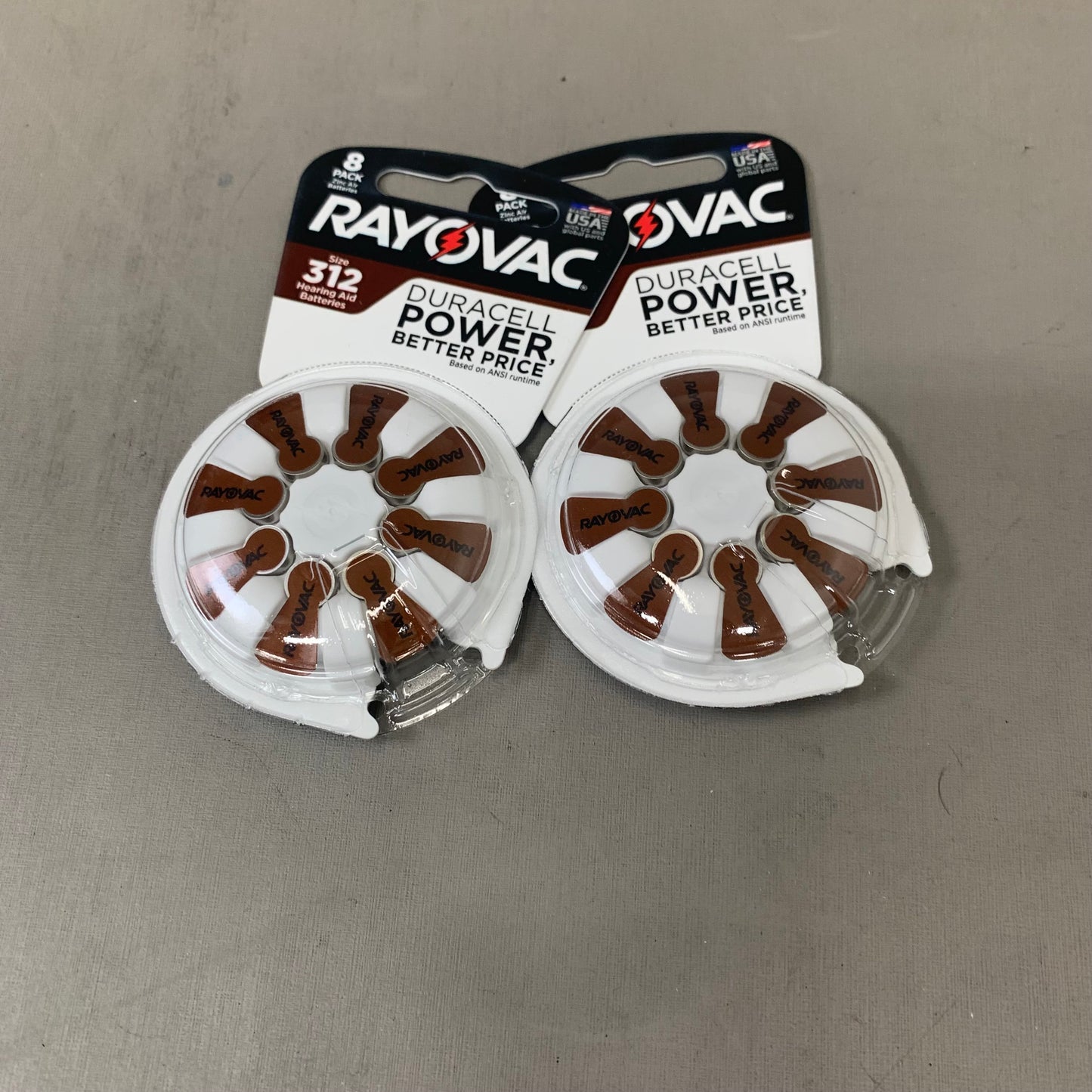 ENERGIZER (2 PACK, 8 BATTERIES EACH) Rayovac Hearing Aid Batteries Sz 312 312-8