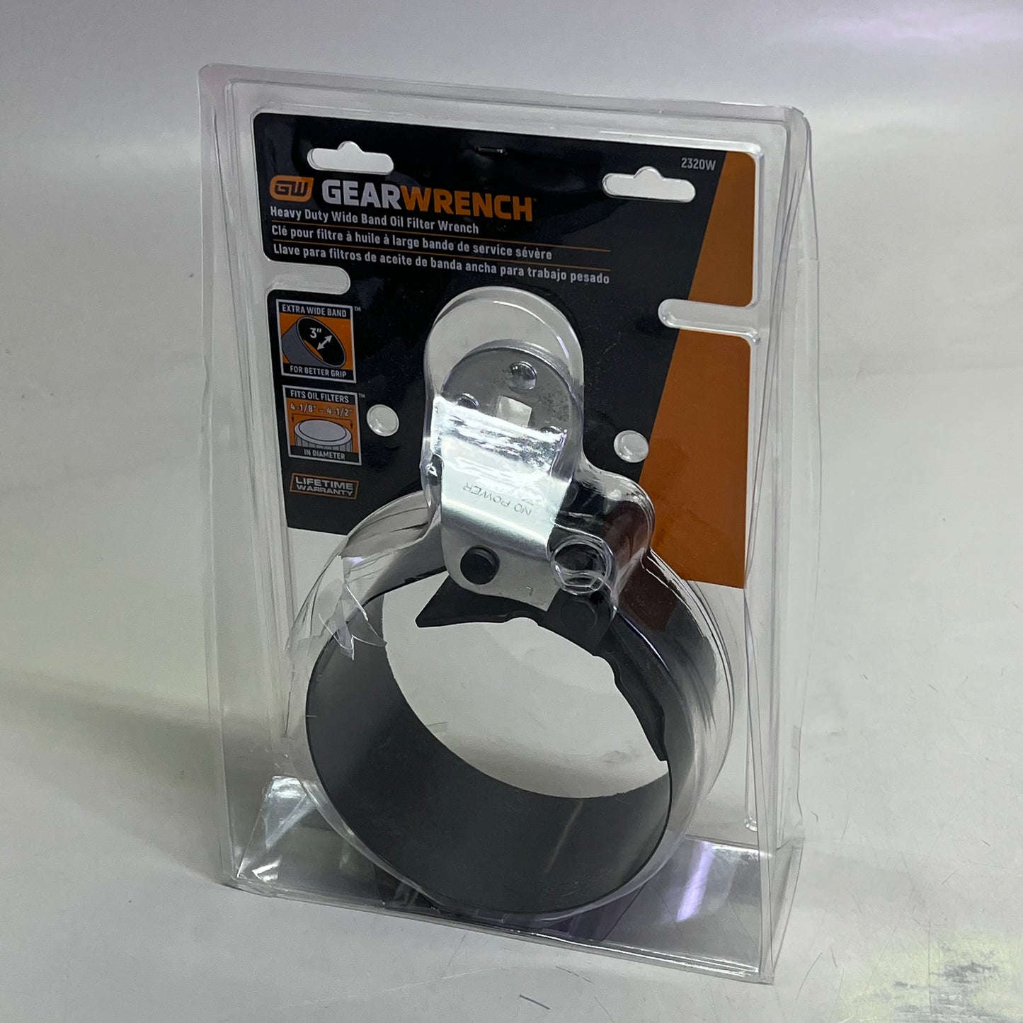 GEAR WRENCH Extra Wide Band Heavy-Duty Oil Filter Wrench 4-1/8" To 4-1/2"2320W