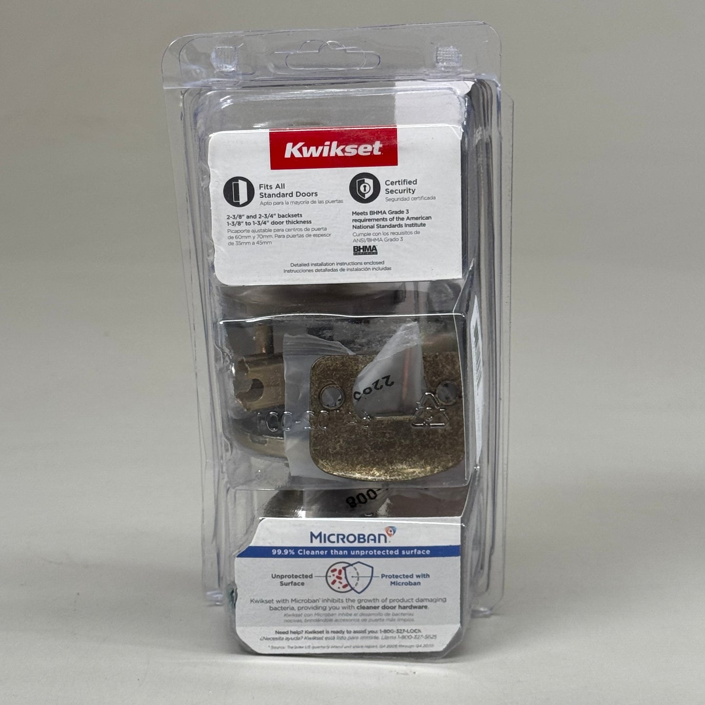 KWIKSET (2 PACK) Bed & Bath Microban Privacy Lock Antique Brass Finish 93001-869