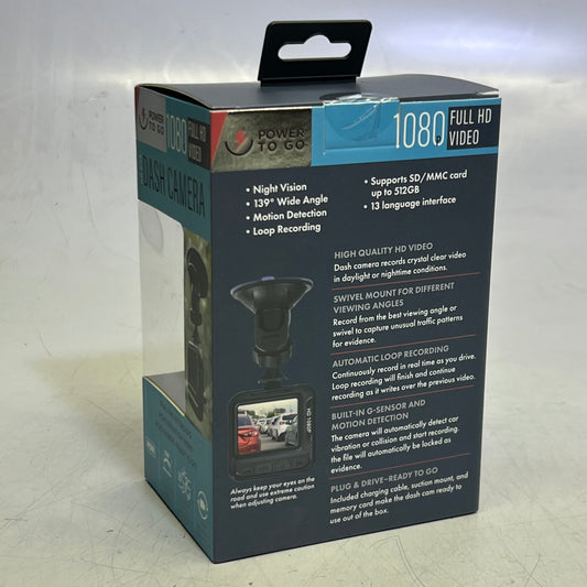 POWER TO GO 1080p Full HD Video Dash Camera 1030151012