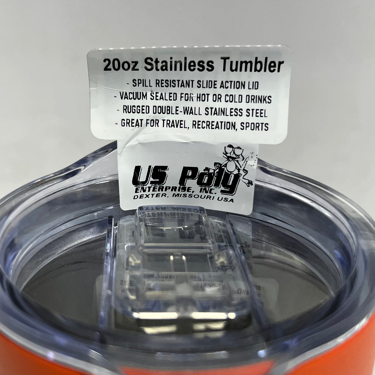 US PALY 20 Oz Stainless Steel Tumbler with Design, Orange C800-WM
