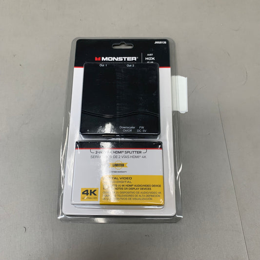 MONSTER 4K 2-Way HDMI Splitter 3"x3"Black JHIU0126