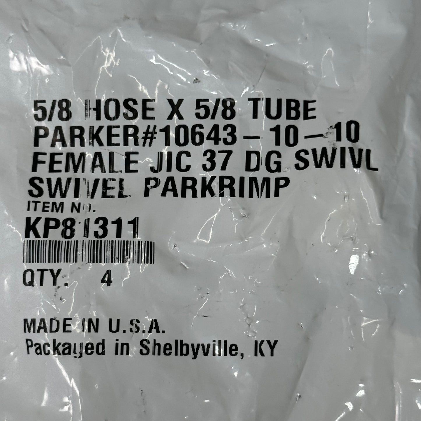 PARKER (4 PACK) Hydraulic Hose 10643-10-10 Female Swivel 5/8" x 5/8" Steel KP81311