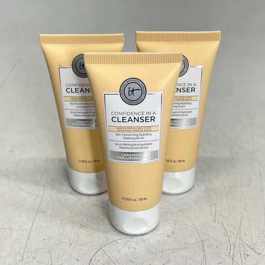 IT COSMETICS (3 PACK) Confidence in a Cleanser Ceramides + Hyaluronic 1.7 fl oz