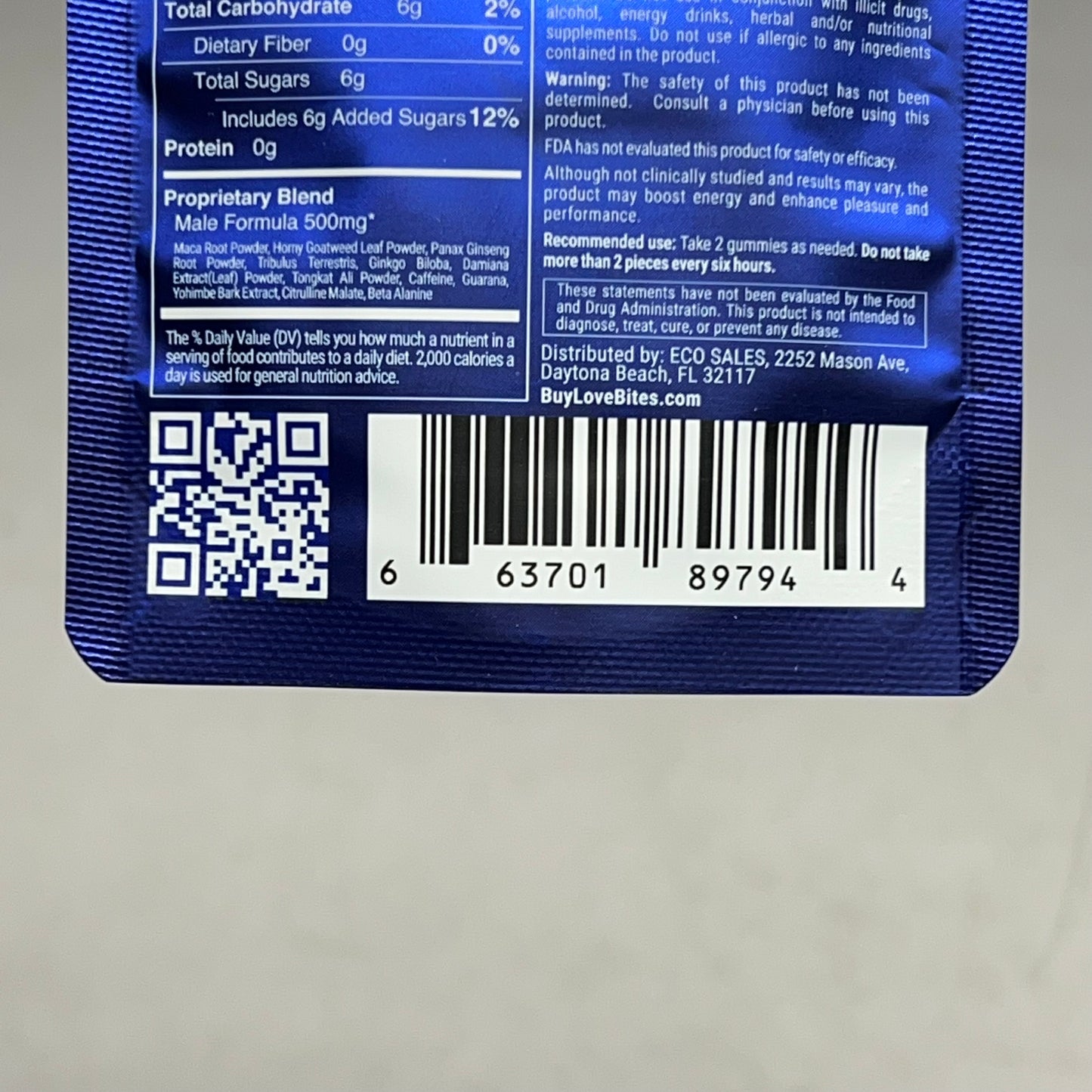 DOC JOHNSON (12 PACK, 1 Serving Each) Male Enhancement Gummies Raspberry BB 6/27