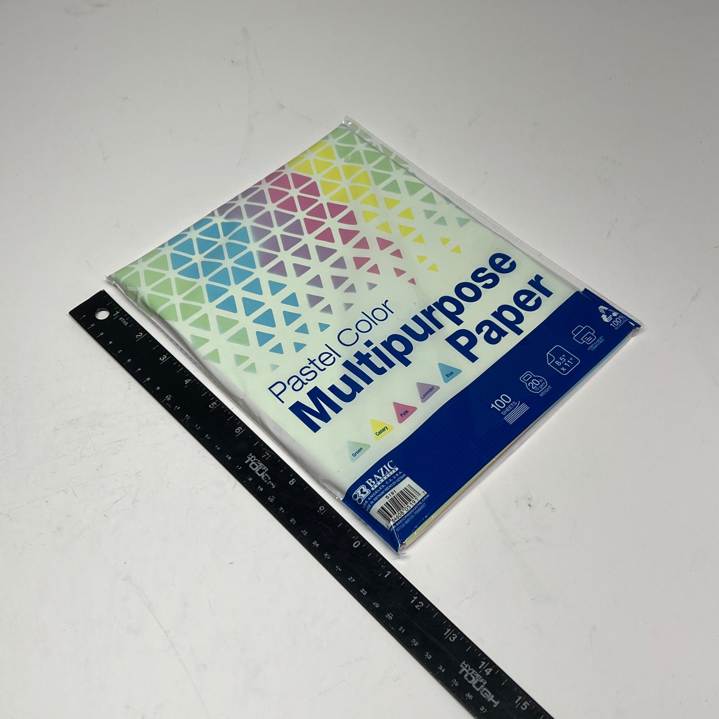 BAZIC (12 PACK, 100 SHEETS EACH)  Multipurpose Paper 8.5"x11" Pastel Colors 5191