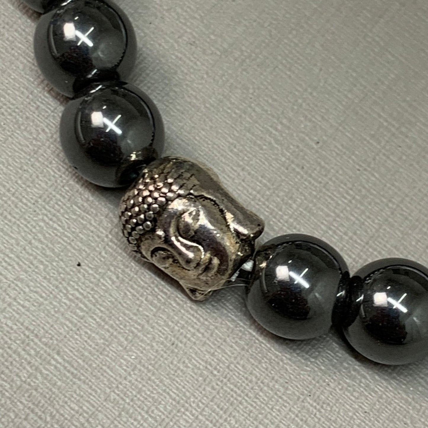 BEST WHOLESALE (12 PACK) Beaded Hematite Crystal Bracelets 3" Buddha Head New