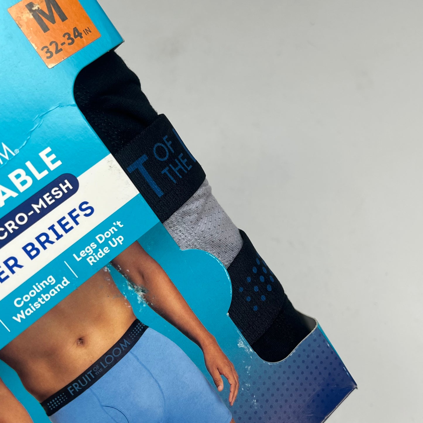 ZA@ FRUIT OF THE LOOM (3 PACK) Cooling Cotton Micro-mesh Boxer Men's Sz M Black/Grey BM3P76