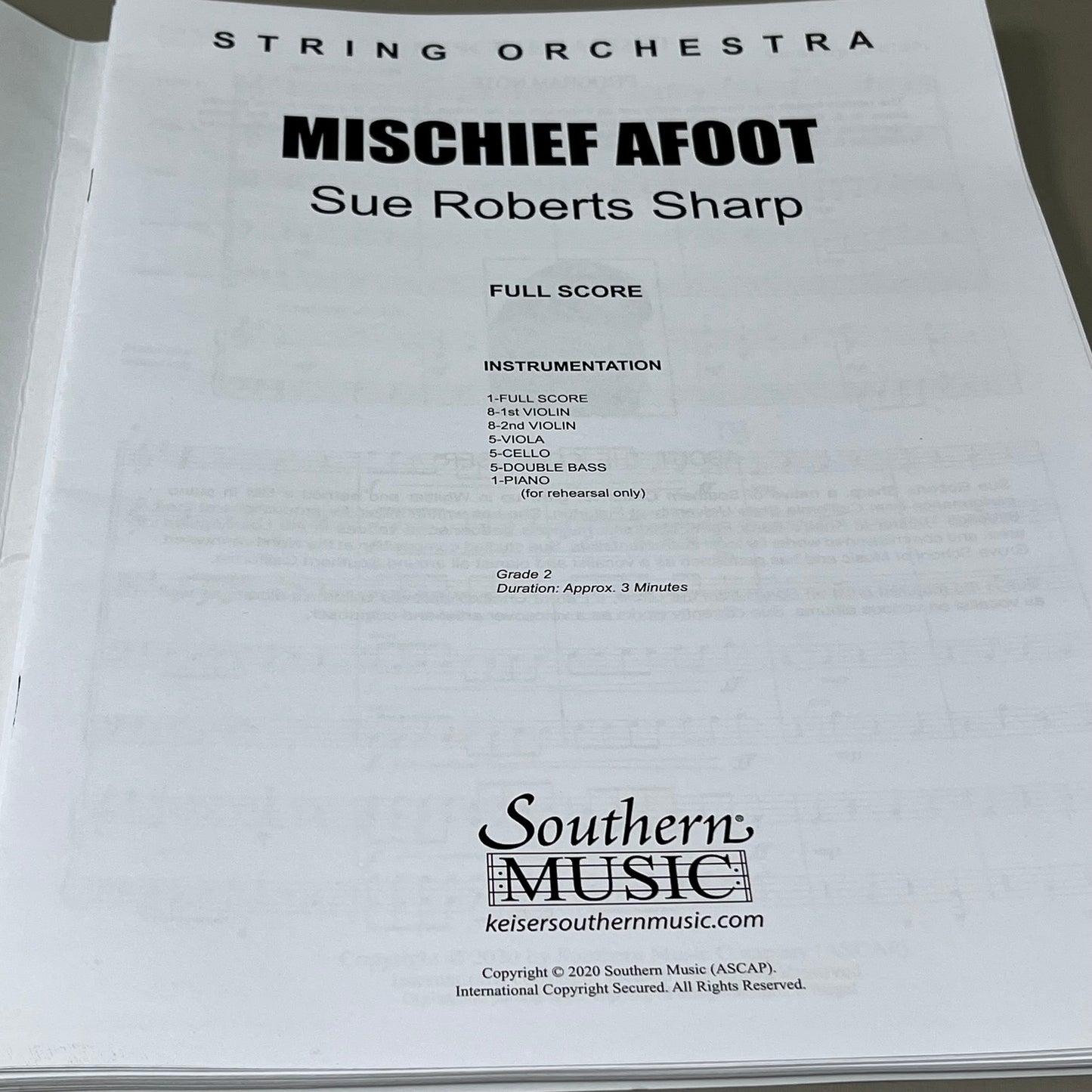 SOUTHERN MUSIC Mischief Afoot by Sue Roberts Sharp Easy String Orchestra