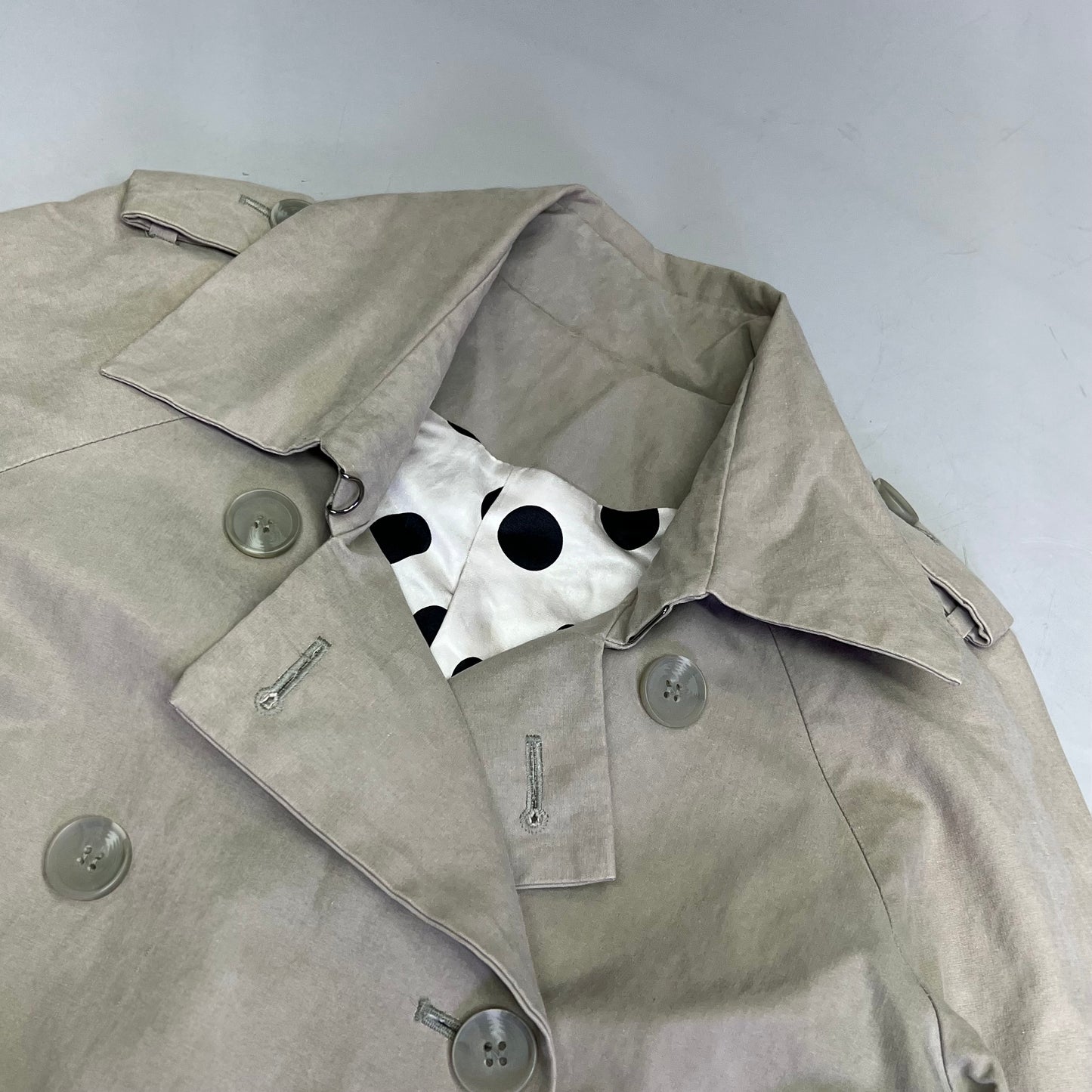 CAROLINA HERRERA Trench Coat Dot 55% Silk Lined Women's Sz S Khaki (Pre-Owned)