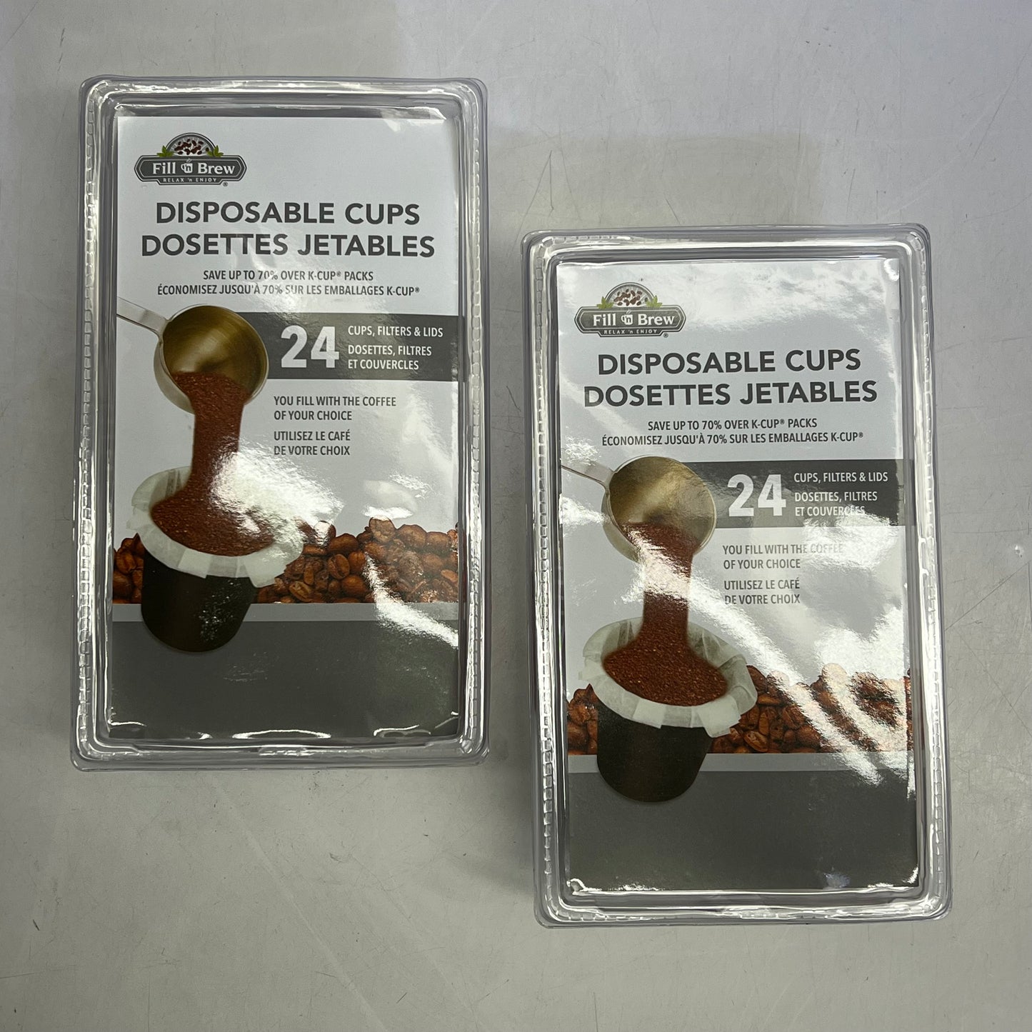 FILL 'N BREW (2 PACK, 24 EACH) Disposable Cups W/ Lids For Keurig White 16595