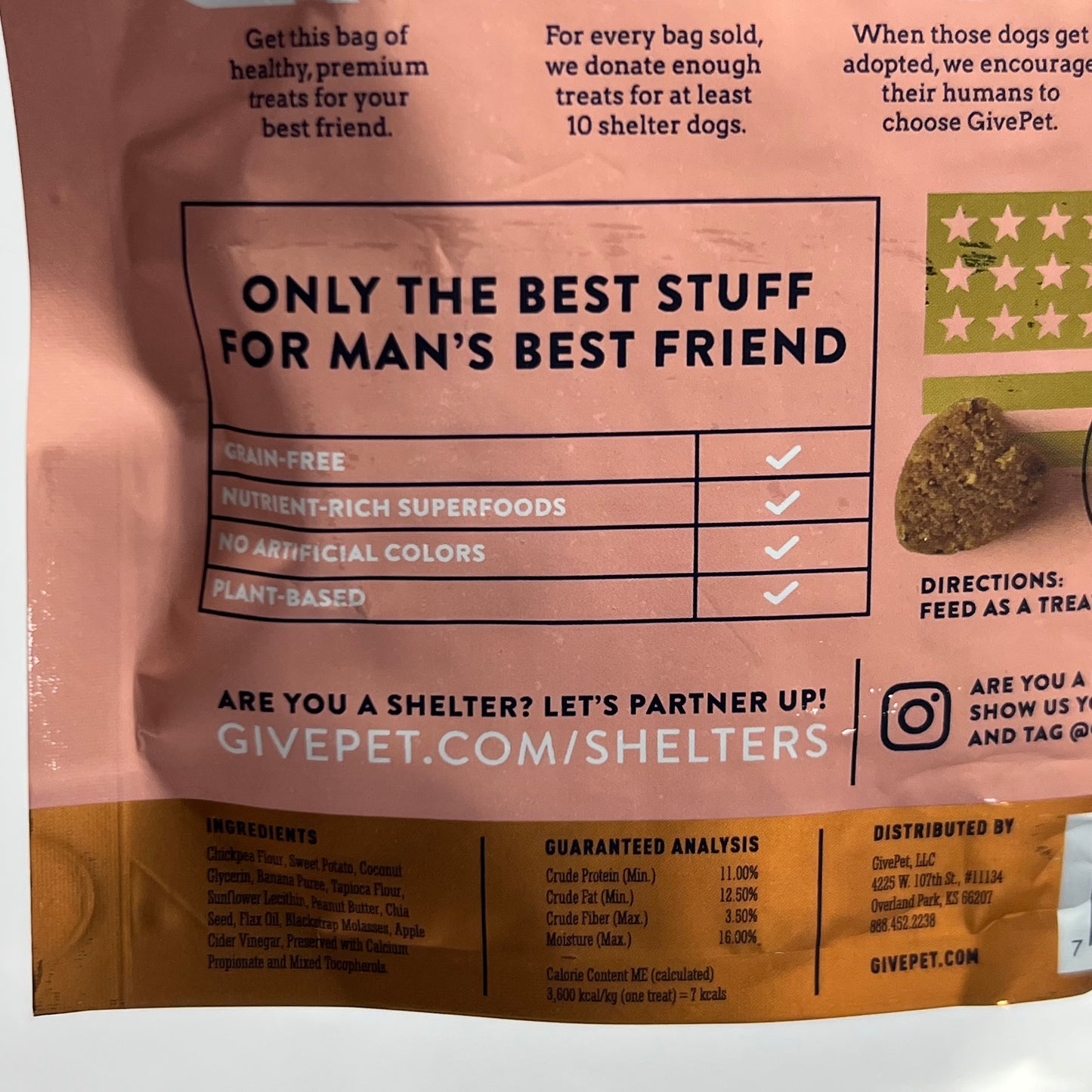 GIVEPET Upward Dog Banana, Peanut Butter & Chia Seeds Grain-free Soft & Chewy Dog Treats 6 oz Brown