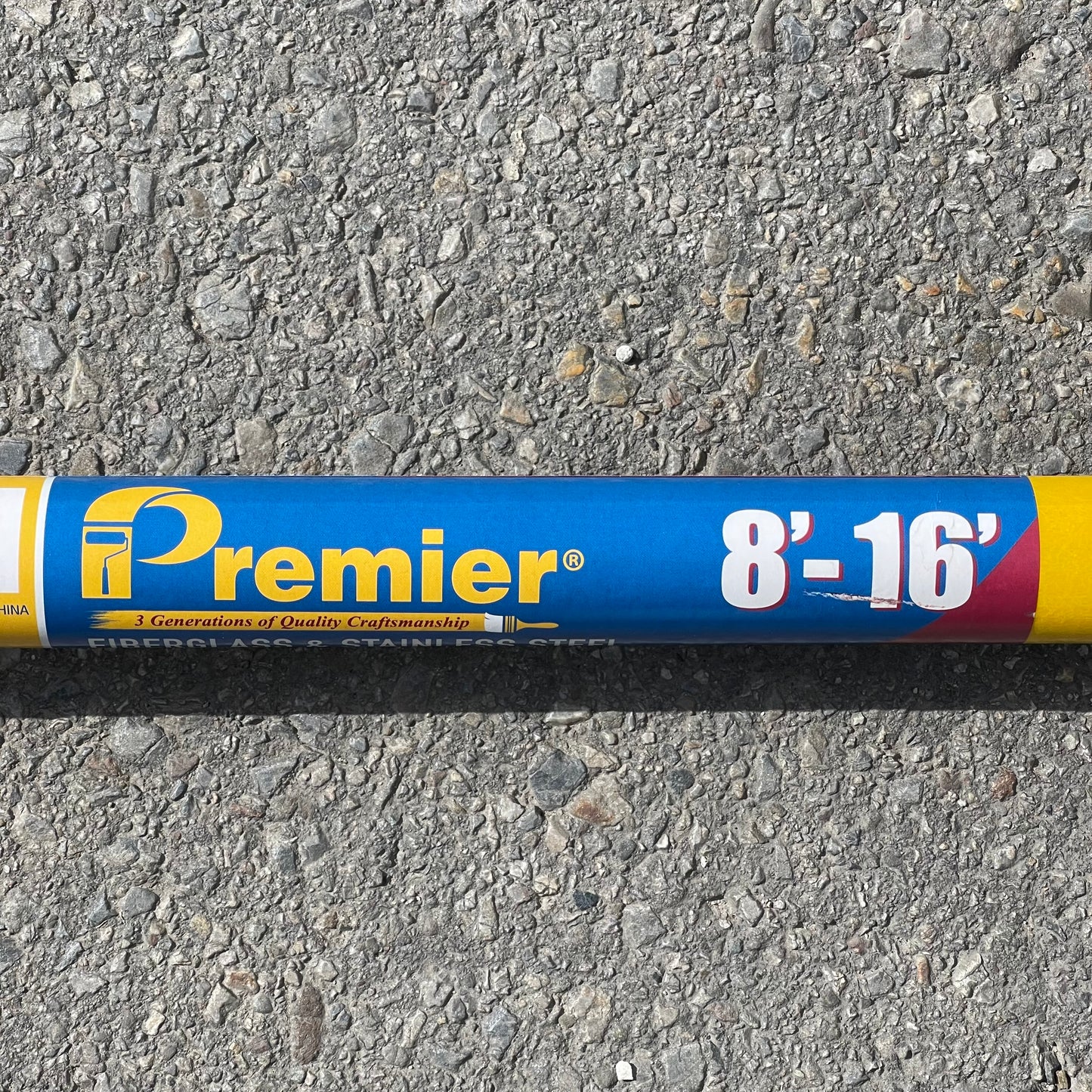 PREMIER Fiberglass Extension Pole, Pro Heavy Duty Push Button 8‘-16’ Yellow