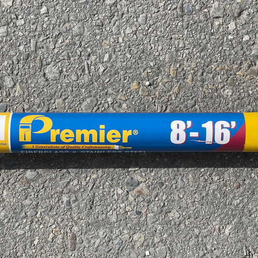 PREMIER Fiberglass Extension Pole, Pro Heavy Duty Push Button 8‘-16’ Yellow