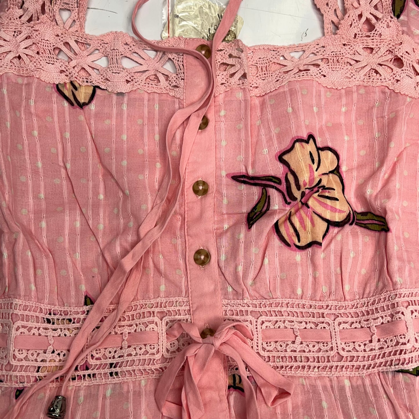 FREE PEOPLE Morning Meadows Long-sleeve Maxi Dress Women's Sz S Pink 10049833