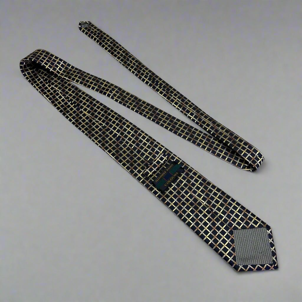 ALEXANDER JULIAN COLOURS Tile Design Tie 60" Gold/Black/Brown (Pre-Owned)